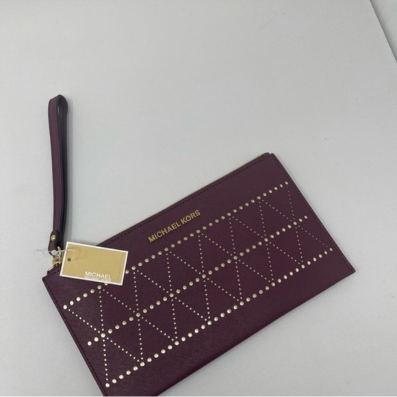 Michael Kors Plum Wristlet with Gold Accents